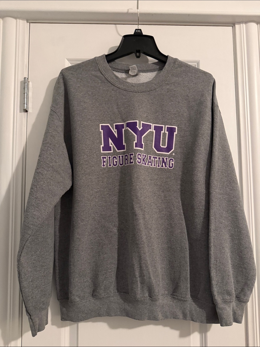 Gildan Gray Crewneck Sweatshirt with Purple NYU Lettering
